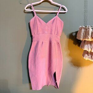 Sz Small bodycon pink dress with slit, worn once for occasion